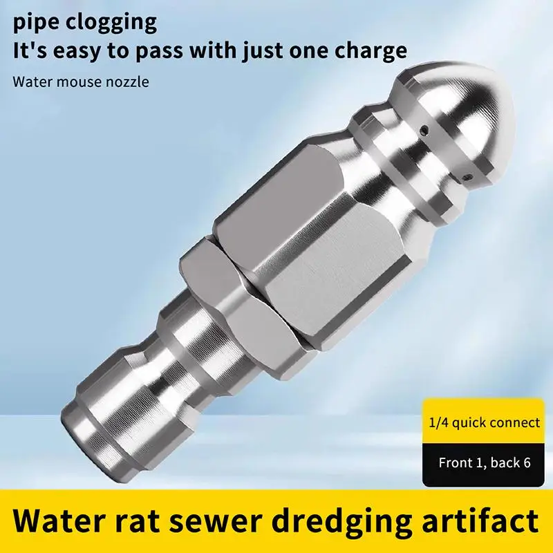 New·Water Jet High Pressure Sprayer Nozzle Clean Sewer 1/4" Stainless Steel Pressure Washer Quick Plug Drain Hose Nozzle Tool· - view 6