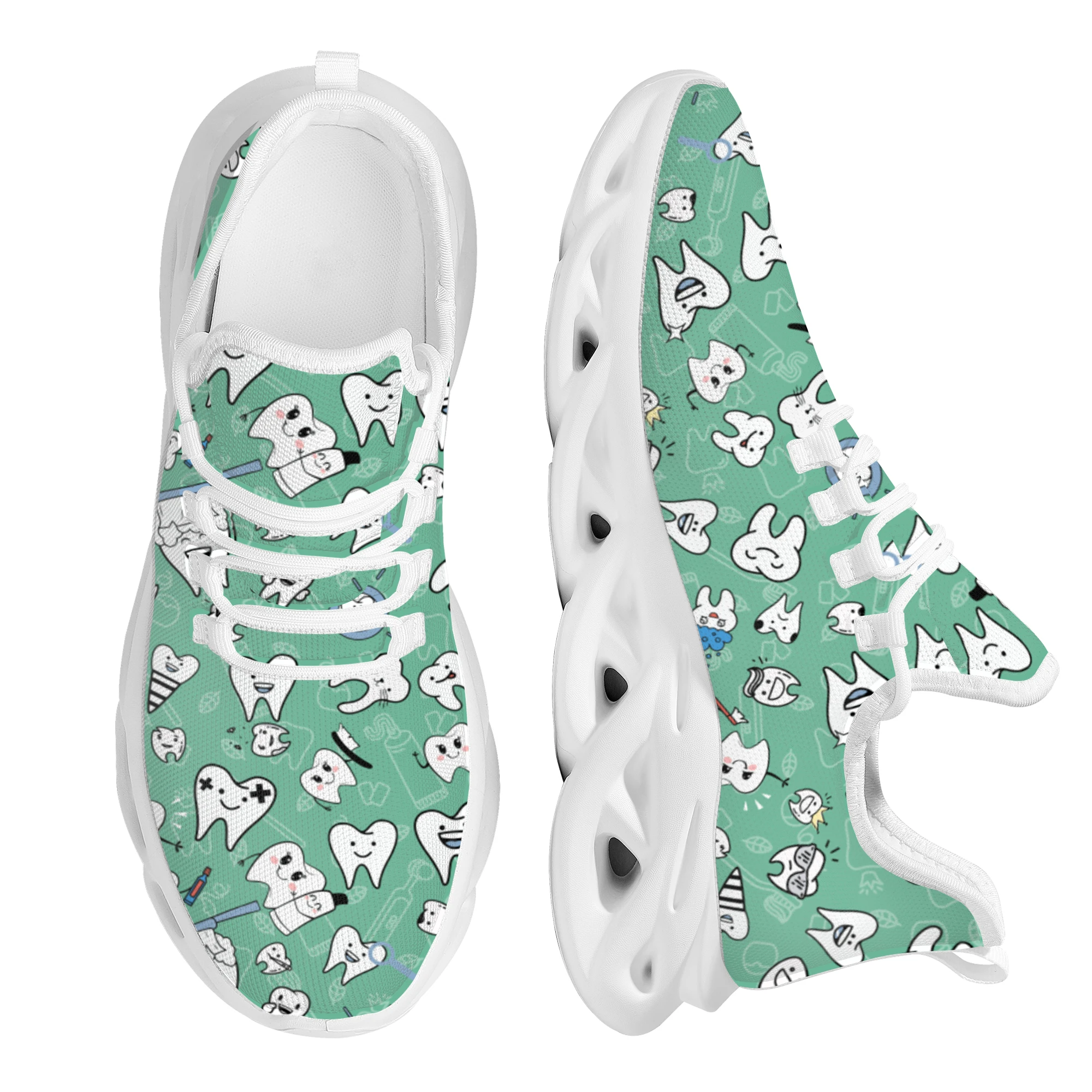 Funny Teeth Design Mesh Sneakers Dental Style Lace Up Lightweight Walking Shoes New Non-Slip Casual Flats Shoes Zapatos