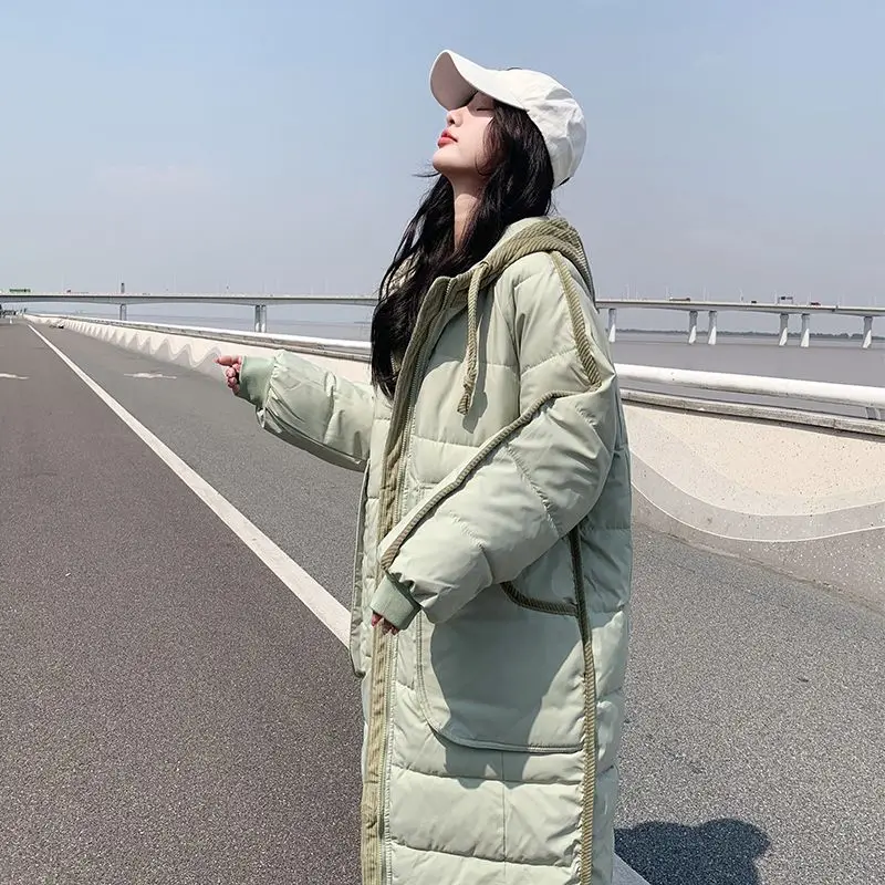 معطف شتوي مبطن بالقطن سميك ودافئ للنساء 2025 وصل حديثًا فضفاض متوسط الطول مثل سترة مقاس كبير ملابس خارجية مريحة #4