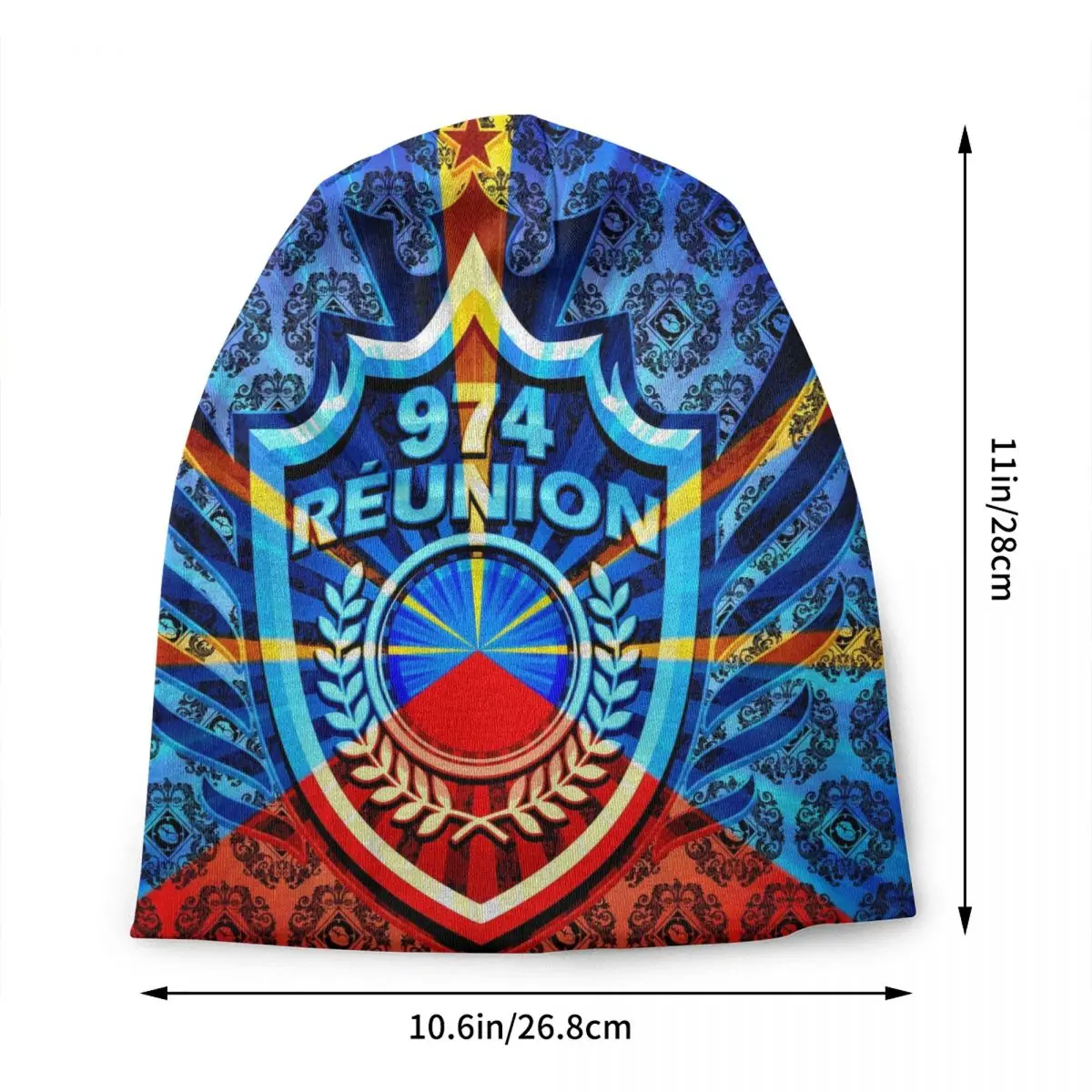 974 Reunion Island Skullies Beanies Caps For Men Women Unisex Hip Hop Winter Warm Knit Hat Adult Maveli Coat of Arms Bonnet Hats
