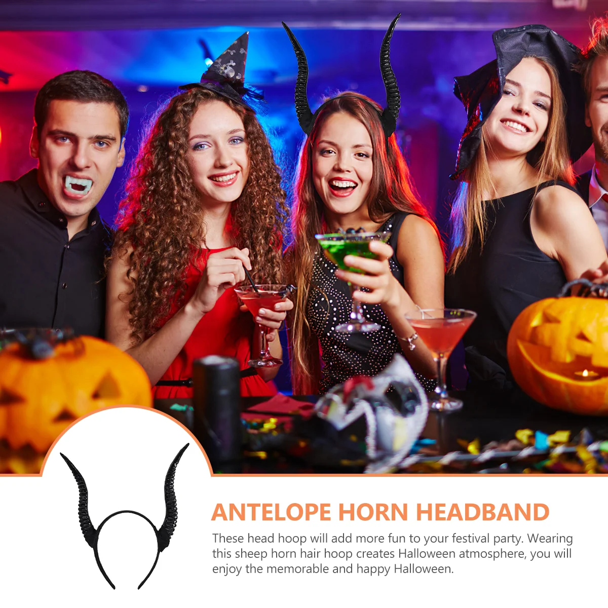 Bandeau de Sauna Croissant en Corne de Mouton, Costume d'Halloween, Accessoires de Cerceau de Cheveux