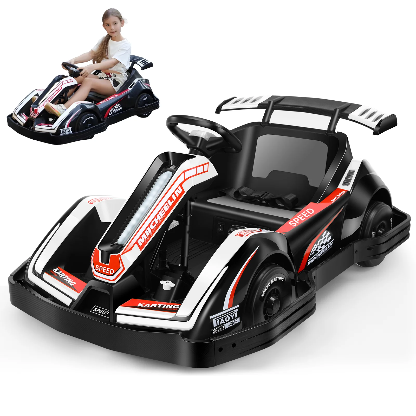 

HONEYWHALE Go Kart electric for children, electric skate with remote Control mode, maximum speed 7 km/h, 90 minutes of use with a full charge, electric car child mounted with Led light and music, shipping from Mexico