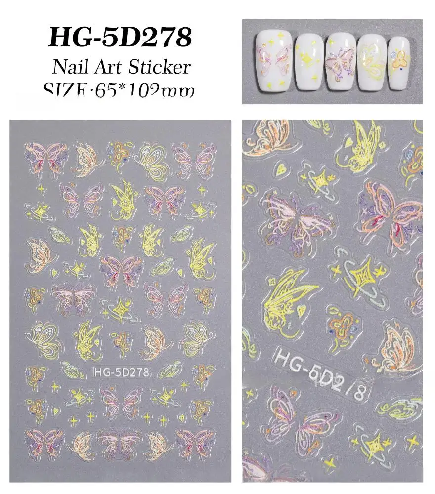 5D Squisiti adesivi per unghie con volto sorridente Decalcomanie autoadesive in rilievo Dopamina Decorazioni carine per nail art