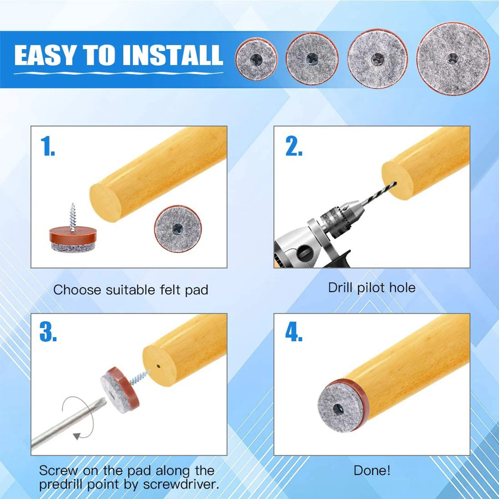 

50Pcs Floor Protector Furniture Glide Accessories Durable and Long-Lasting Use for Wooden Furniture Items Easy to Install Nails