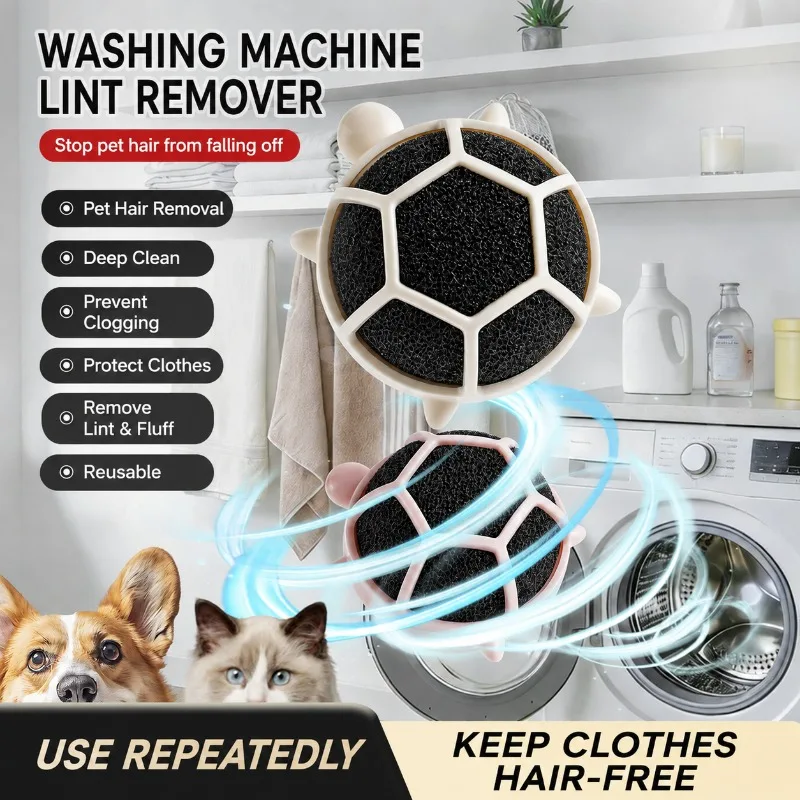 Turtle‑shaped Laundry Hair Catcher Reusable Detachable Washable Washer Accessory Absorb Pet Fur Lint Debris Prevent Garment