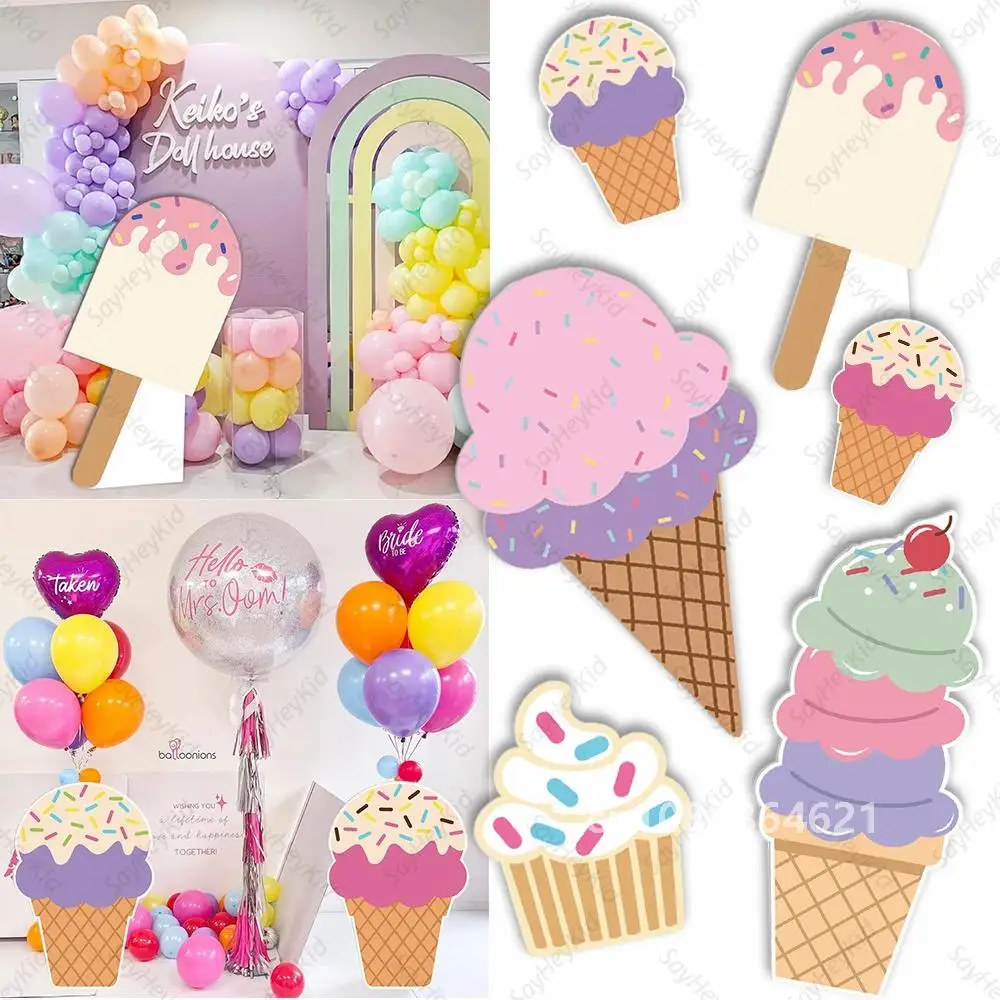 24/36Inch Ice Cream Kt Board Macaron Summer Kids Birthday Baby Shower Party Backdrop Photo Props Cardboard Cutout Decoration