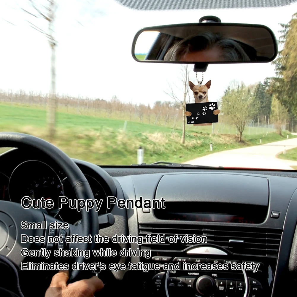 سيارة جرو قلادة زخرفة الداخلية معلقة جرو صغير حجم صغير مرآة الرؤية الخلفية الكلب قلادة سيارة الكلب شكل الديكور #2