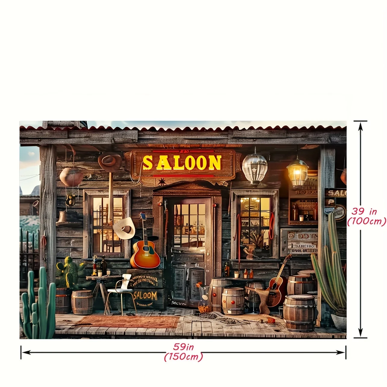 Western Bar Polyester Background for Photography - Versatile retro Cowboy Ranch themed studio background for general use