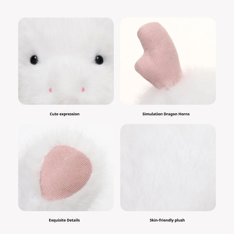 

JOOKI Welsh Dragon Cub Plush Toy Soft Stuffed Animal White with Pink Wings Sleeping Pillow Birthday Gift For Girls