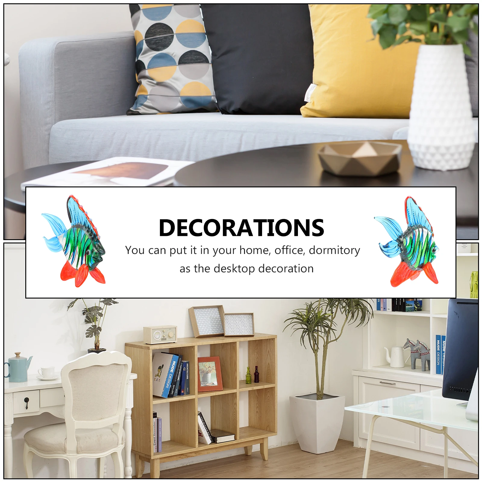 

1Pcs Charming Glass Fish Tank Figurines Home Decoration Gifts for Colleagues Friends Glass Fish Figurines Home Decoration