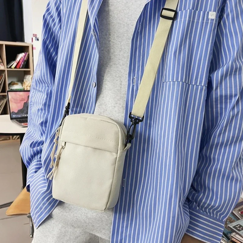 1PC Messenger Sling Bags For Men Casual Canvas Small Zipper Crossbody Bag Pouch Simple Small Crossbody Shoulder Bag Men Bag