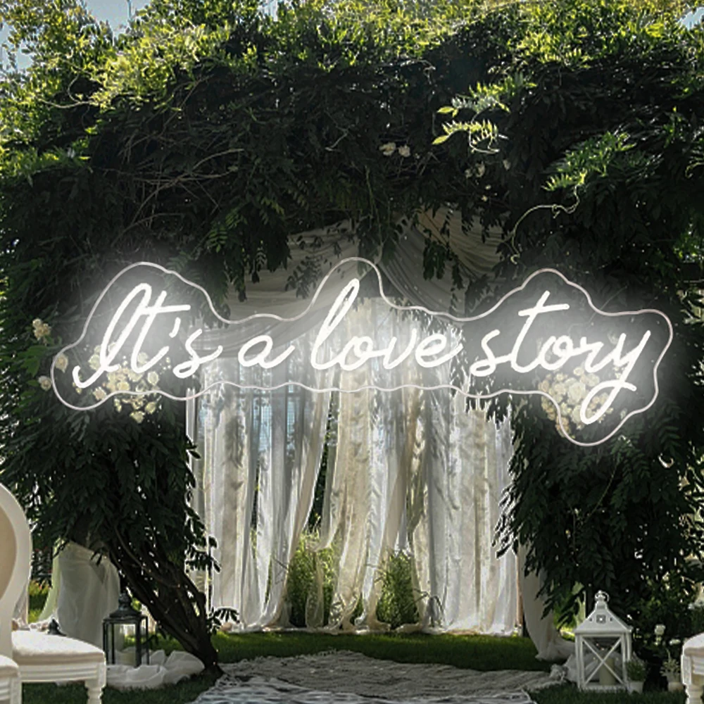 It's a love story LED Neon Signs For Wall Decor Hotle Wedding Engagement Decor Birthday Party Valentines Day Gift USB Powered