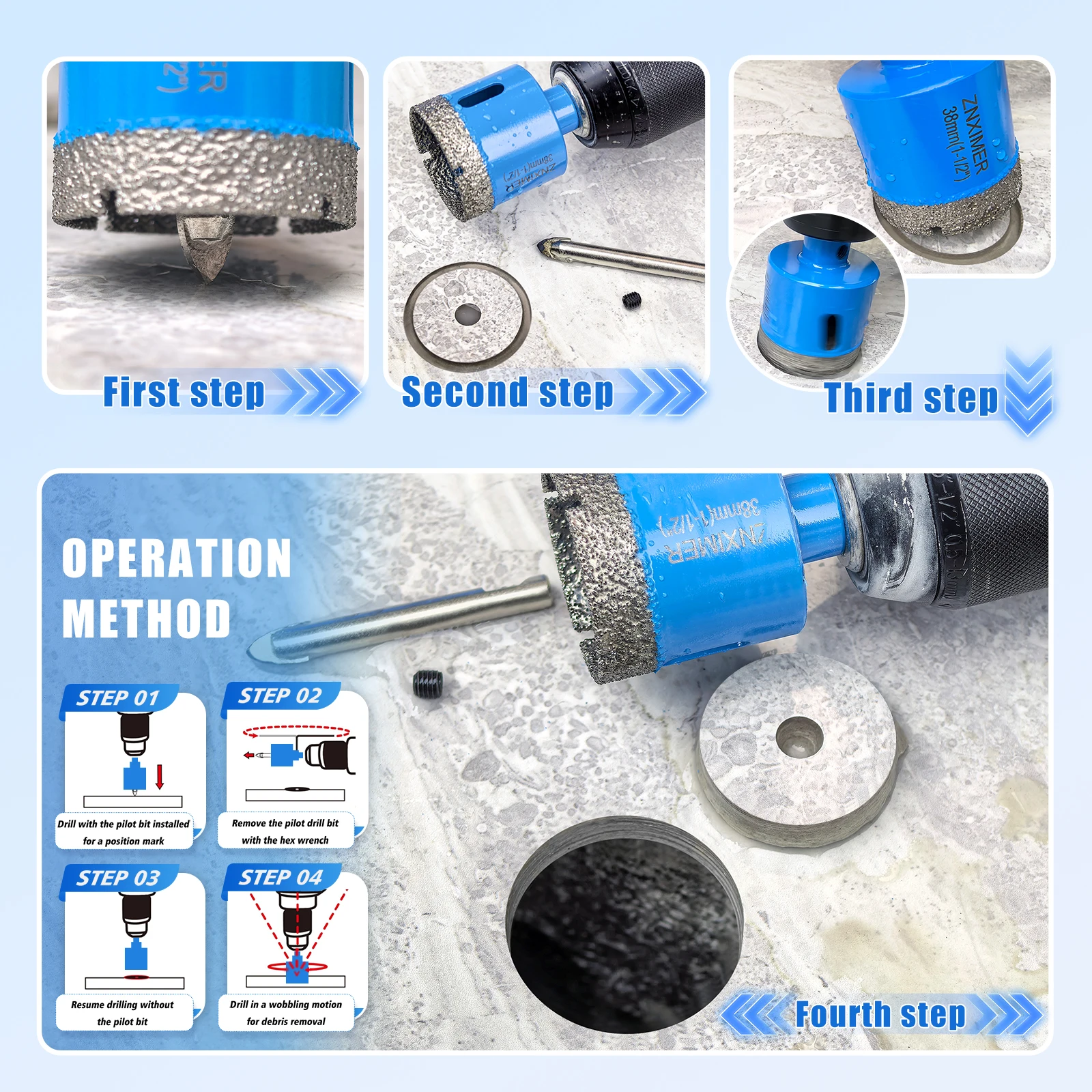 18-68MM Diamond Drill Bits Set Ceramic Tile Hole Saw with position drill for Glass Marble Granite Stone Porcelain 1PCS
