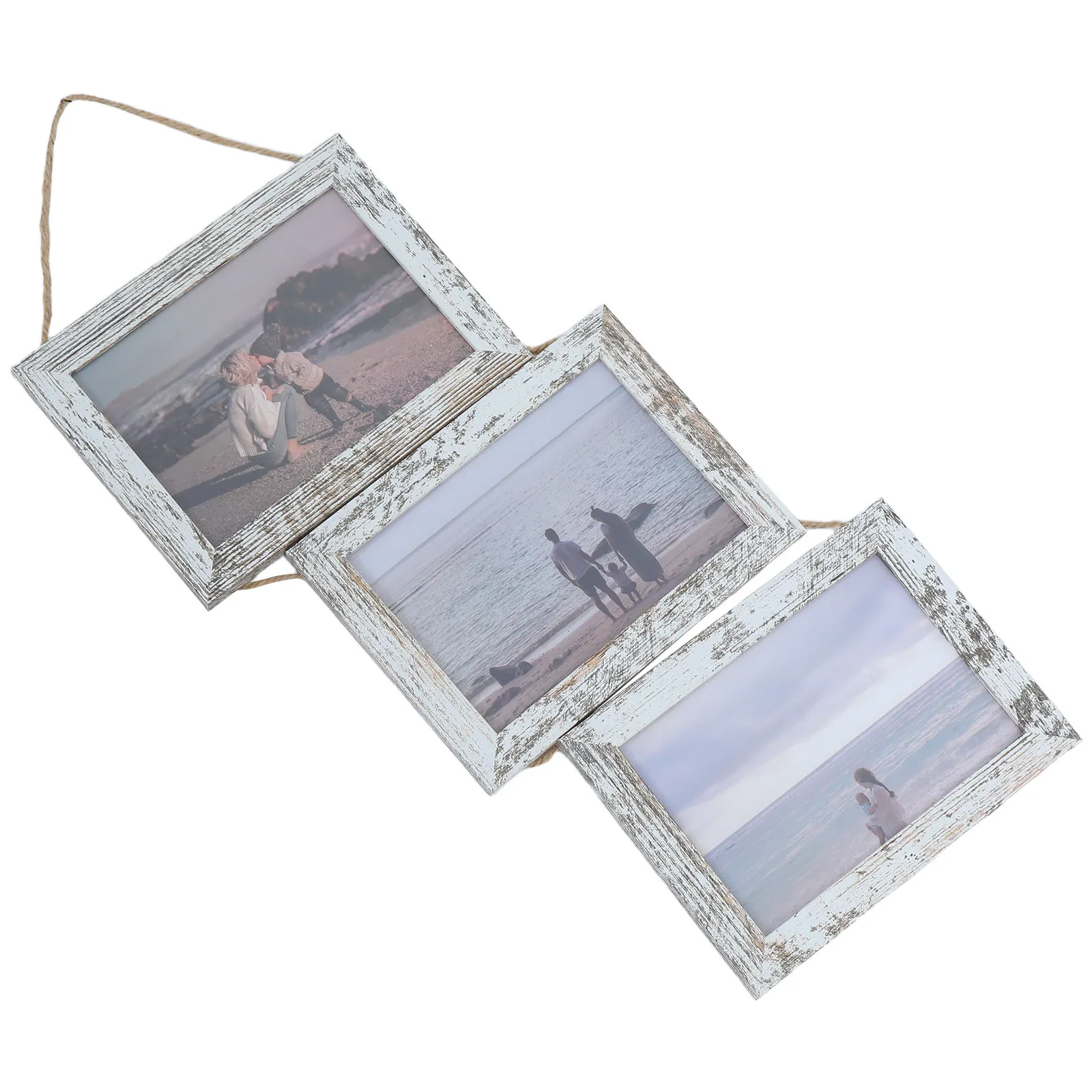 Wall Hanging Frames 3 Picture Wooden Gallery Collage 5x7 Inch Horizontal Rustic Photo Frame for Family Picture Frame Wall Decor