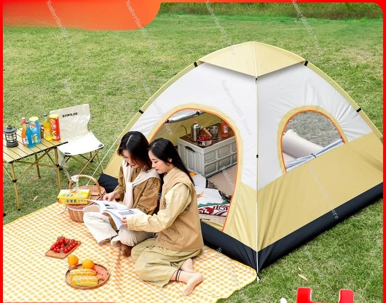 Outdoor Camping Tent Portable Folding Automatic Sun Protection Rain Proof Picnic Field Cooking Park Double Layer Quickly Open