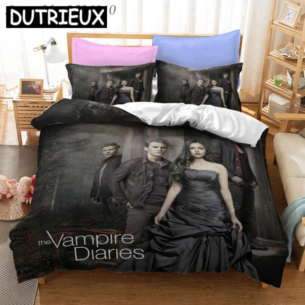 The Vampire Diaries Print Bedding Set 3D Character Duvet Cover Set With Pillowcase Twin Full Queen King Bedclothes 02