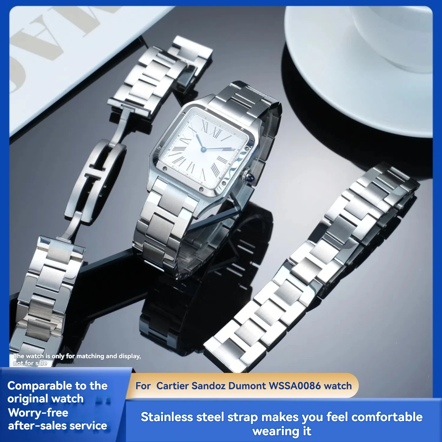 

17.5mm Quick Release Stainless Steel Watch Strap for Cartier Dumont Santos WSSA0086 WSSA0032 Metal Replacement Watchband