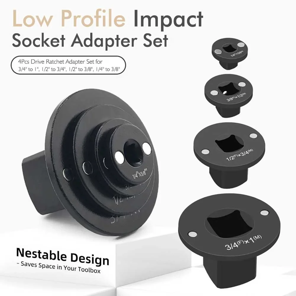 

Versatile Low Profile For Impact Socket Ratchet Adapter Set Perfect For Tight Spaces Socket Adapter Reducer Kit