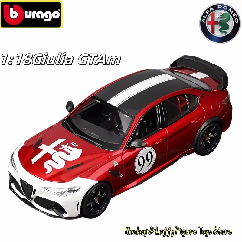 Nowy oryginalny Bburago 1:18 Alfa Romeo Giulia Gtam Model odlewu Alfa Romeo Giulia Giulia Gtam-99 Miniaturowe zabawki ze stopu Model Prezenty