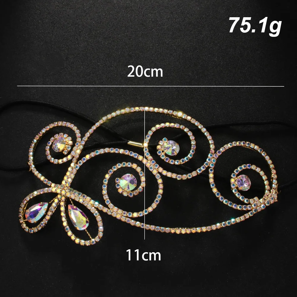 Stonefans AB Color Rhinestone Headpiece Costume Jewellery Bridal Diadem Tiara New Belly Dance Tiara Ballroom Hair Piece Crystal