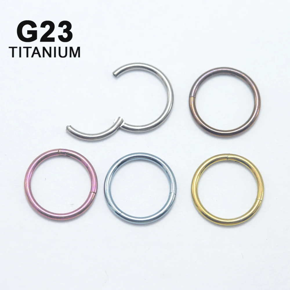 16G 18G 20G Titanium Anodized Hinged Segment Ring Clicker Hoop for Nose Septum Daith Conch Tragus Helix Piercing Earring Jewelry