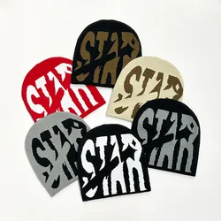 Gorros de punto de jacquard con letras para adultos, gorros fríos de calle, Hip Hop occidental, Unisex, Y2K, deportes al aire libre, tendencia