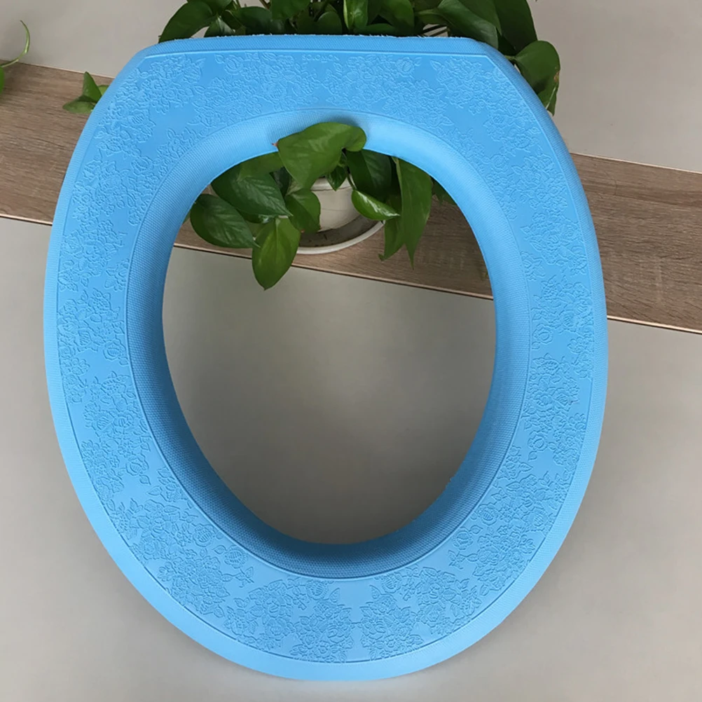 

Thickened Waterproof Eva Toilet Seat Cover Universal Soft Comfortable Bathroom Pad Blue Toilet Seat Cover