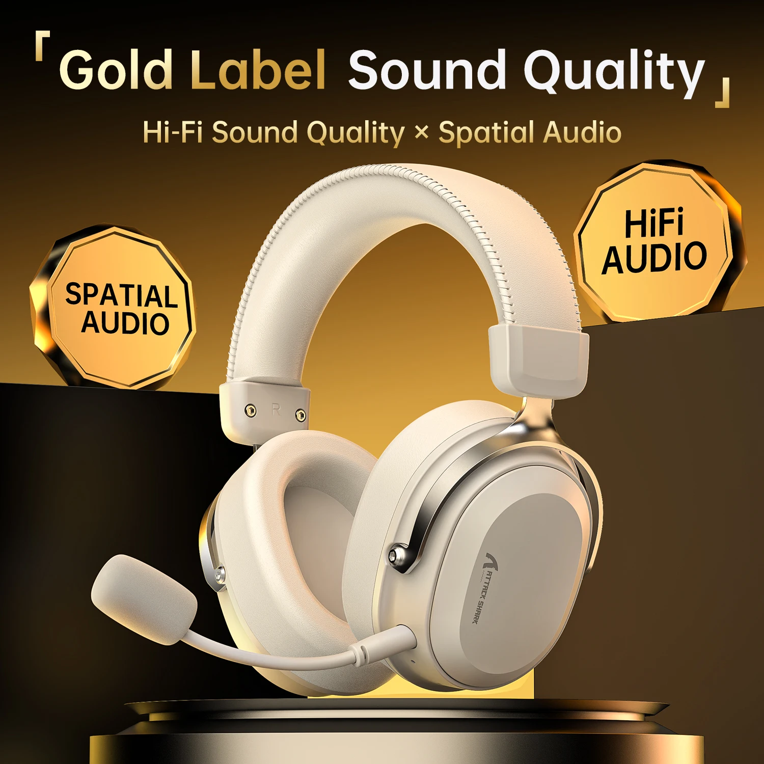 ATTACK SHARK L30Pro Gaming Headset, 2.4GHz Bluetooth 5.3 USB Sound Card and 3.5mm, 50mm Drivers, 1100mAh, Detachable Microphone image 5