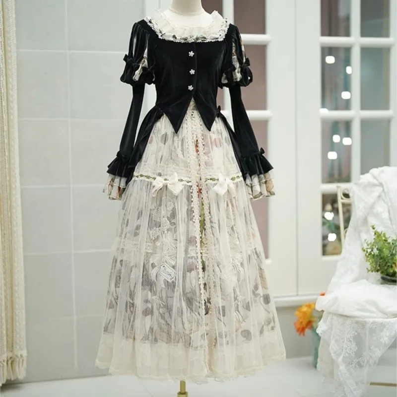 Suit Lolita Spring and Autumn Long Sleeve Vintage Dress Women Dress Suit