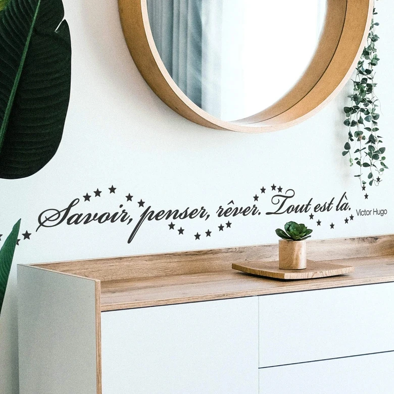 French Know Think Dream Star Wall Sticker Bedroom Playroom Inspirational Motivational Quote Slogan Wall Decals Home Decor