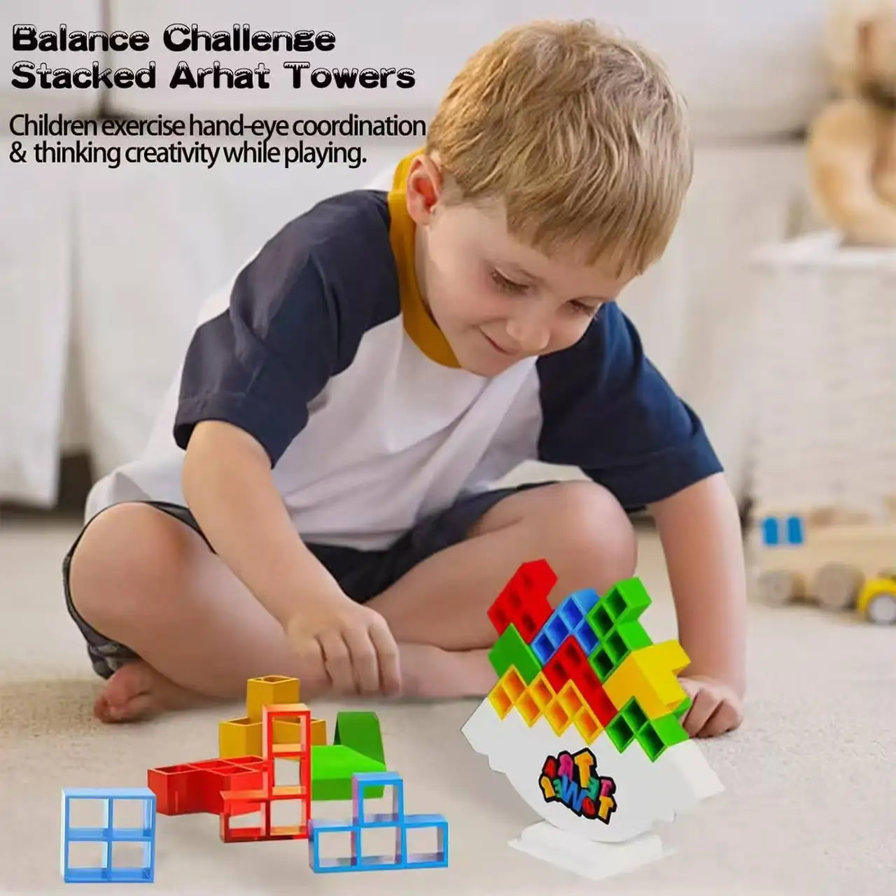 Tetris Tower Balancing Stacking Toys Children Blocks Balance Tower Board Game Smart Balance Stacking Kids Toys