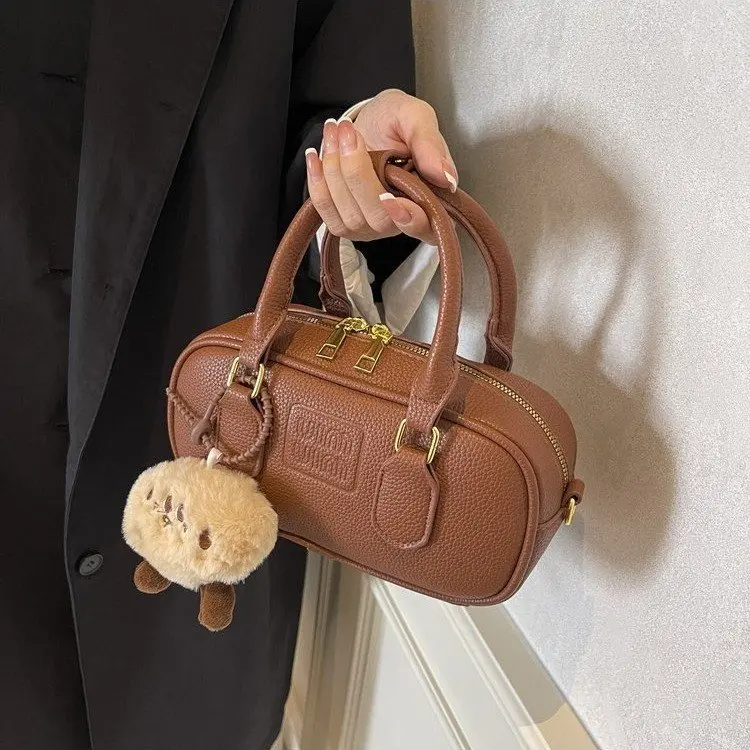 

Elegant Shoulder Bag 2025 New for Women, Luxury Soft Leather Bowling Bag, Fashionable Crossbody Purse for All Occasions