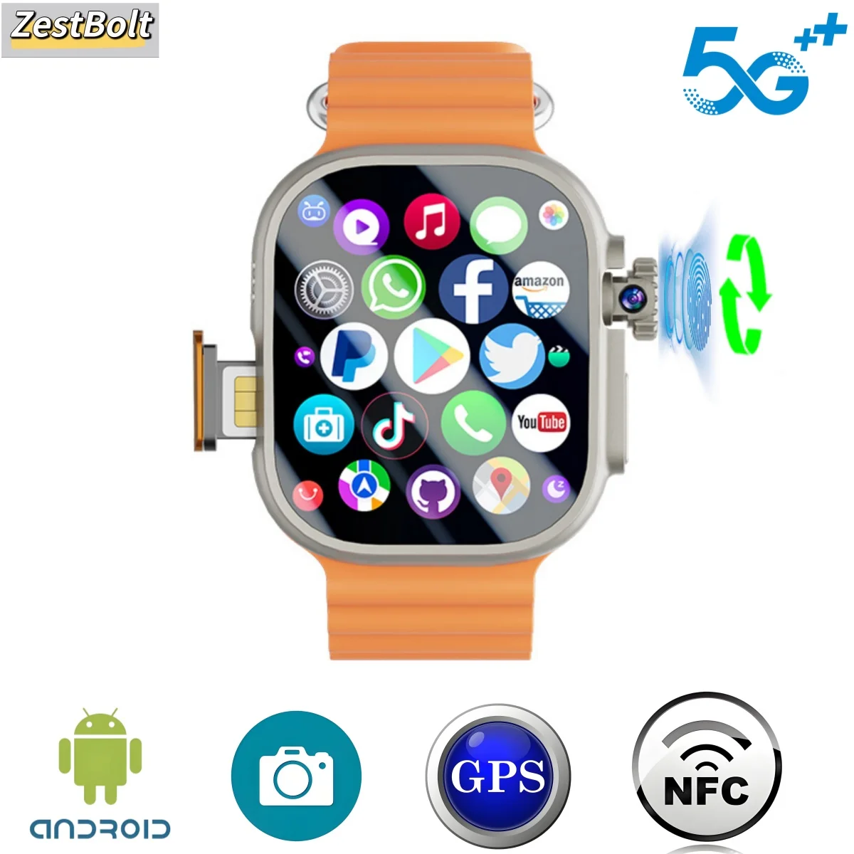

DW100 Pro+ Smartwatch Touch ID 5G LTE Android Smart Watch With Rotary Camera 2.29inch Amoled Screen GPS WIFI NFC For Android IOS