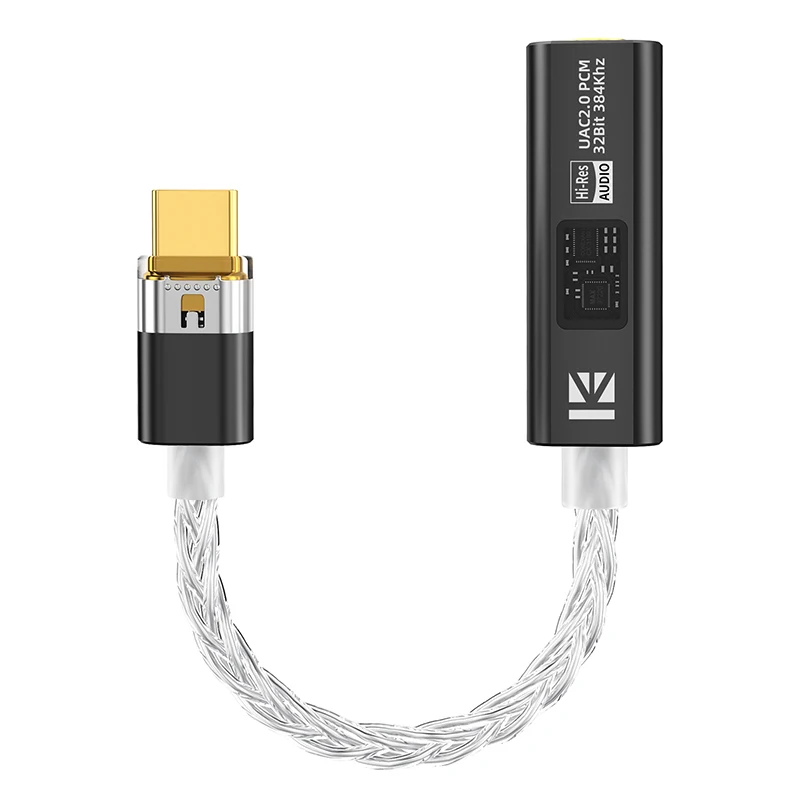 KBEAR DAC2 Type-C to 3.5mm DAC Dongle Hi-Res 8 Core Silver Plated OCC Cable Aluminum Portable Audio Adapter For Audiophile