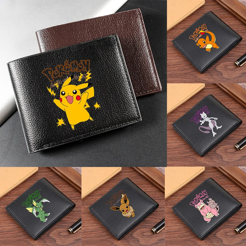 Cartera corta para hombre, billetera de nailon con dibujos animados de Pokemoned, tarjetero de personaje de Anime portátil a la moda, monedero, monederos, regalo para niños