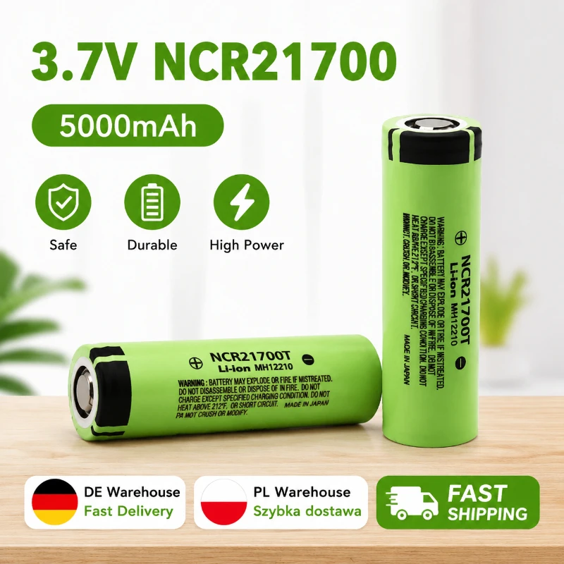 21700 5000mAh 3,7V Wiederaufladbare Li-Ionen-Batterie 40A Hochleistungs-Lithium-Zelle, EU-Lager Schnelle Lieferung, Entwickelt für Elektrowerkzeuge, Taschenlampen, DIY-Elektronik, Tragbare Geräte und