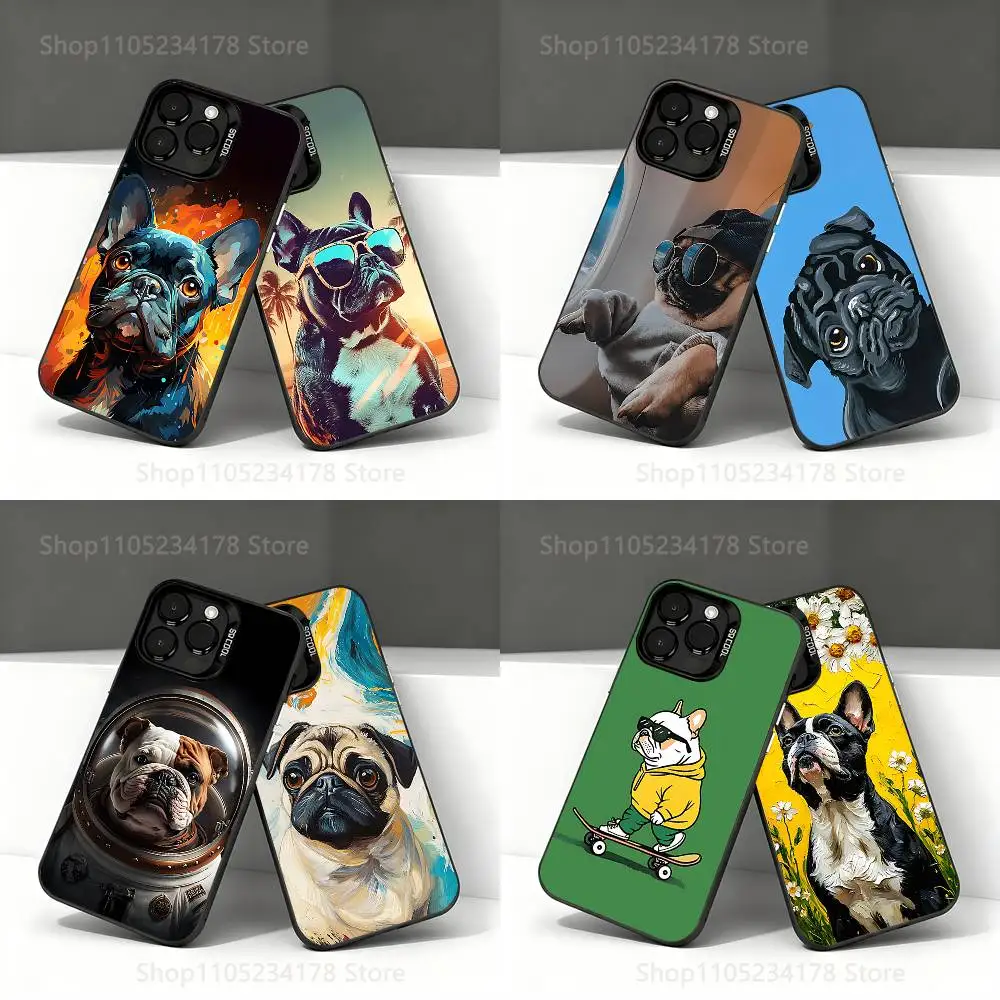 

Black Phone Case Compatible with iPhone 17 16 15 14 13 12 11, Pro, Max, Plus, E, Air, Mini Animal French Bulldog