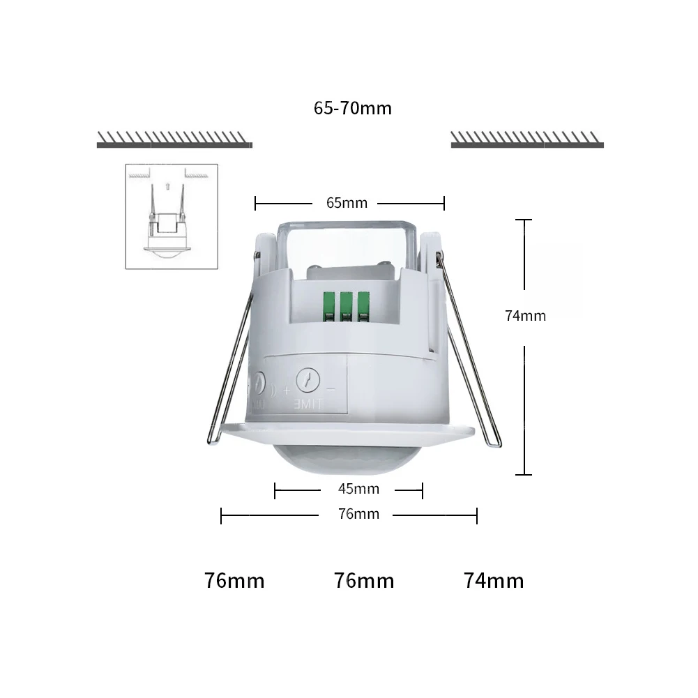 Interruptor de luz con Sensor de movimiento ABS, Sensor infrarrojo de techo PIR, ligero, ajustable, 360 grados, ahorro de energía