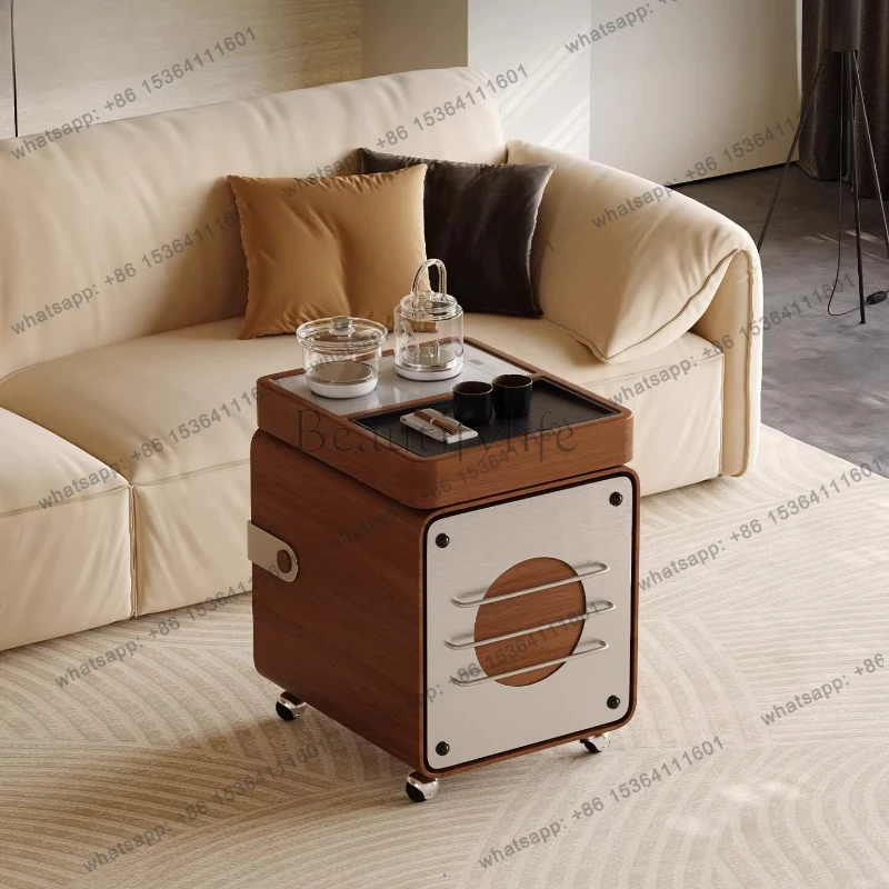 

Передвижной чайный столик в средневековом стиле из массива вишневого дерева для дома, маленький, для балкона