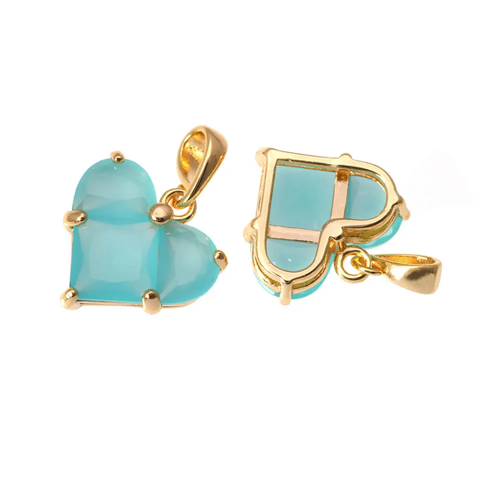 18K Gold Farbe Messing und Zirkon Herz Charms Anhänger Hochwertige Schmuckherstellung Halskette Ohrringe Zubehör für Frauen – Detail 4