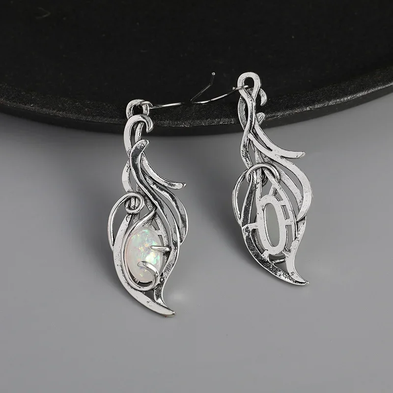 Charming Oval Fire Opal Earring For Women Bohemian Silver Color Drop Earrings Wedding Anniversary Jewelry Gift Accessories