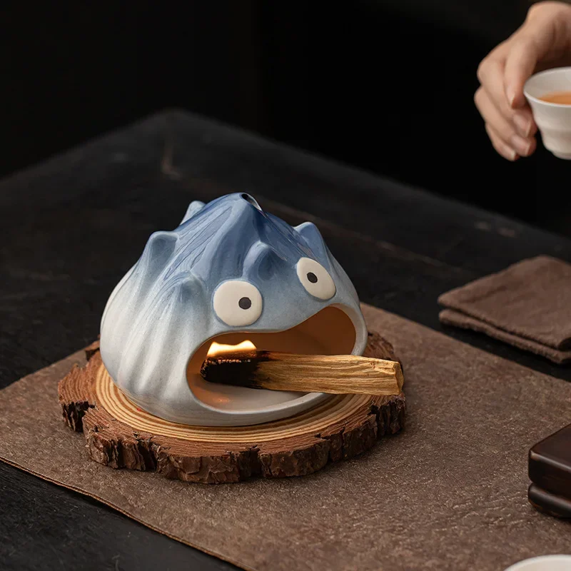 1Pc Flame Incense Fireplace Peru Holy Wood Incense Burner Cute Cartoon Ceramic Incense Burner Teahouse Ornament Cafe Accessories