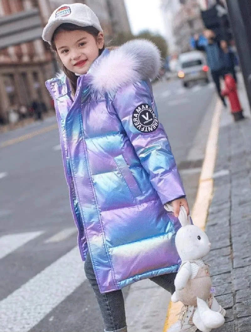 Winter Gefütterte Lange Jacken für Mädchen Dicke Warme Kapuzen-Daunenjacke Kinder Oberbekleidung Kleidung Wasserdichter Parka 5-14 Jahre – Detail 4