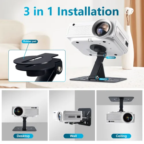 Imagen 2 del producto Soporte para proyector Mesa Plegable Montaje en Escritorio Techo 180 ° Tornillo universal de ajuste de 1/4"" para la mayoría de los mini proyectores