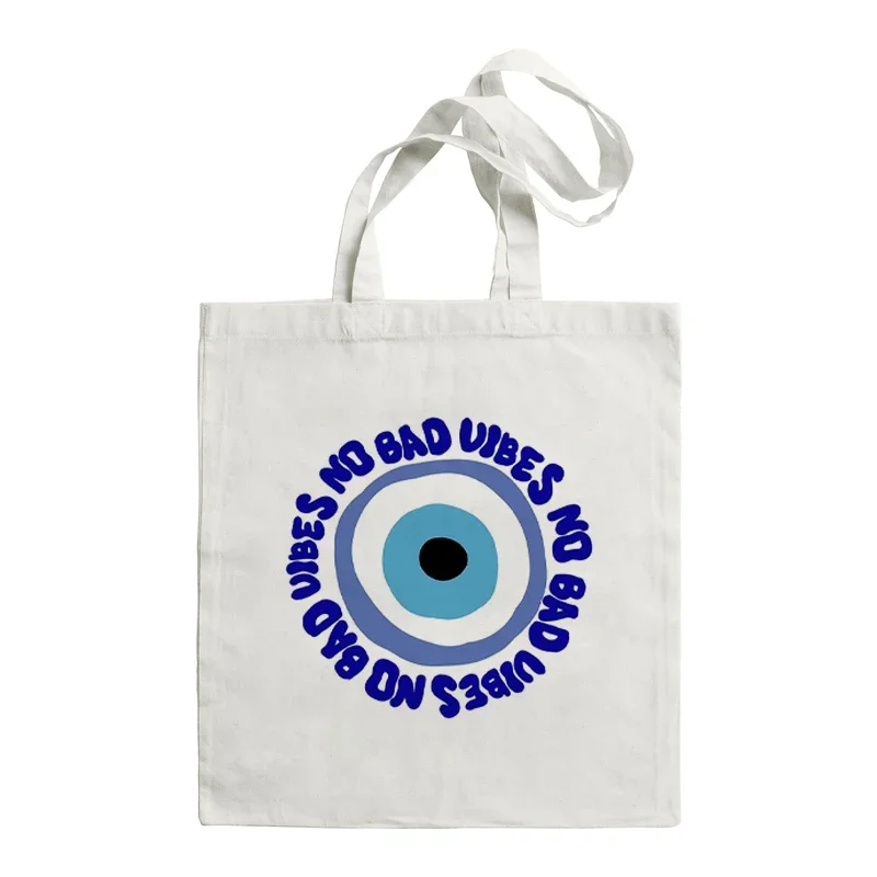 Shoulder Bag Tote Turkey Blue Evil Eye Bag Canvas Harajuku Graphic Handbags Women Large Capacity Portable Girls Shopping Bag