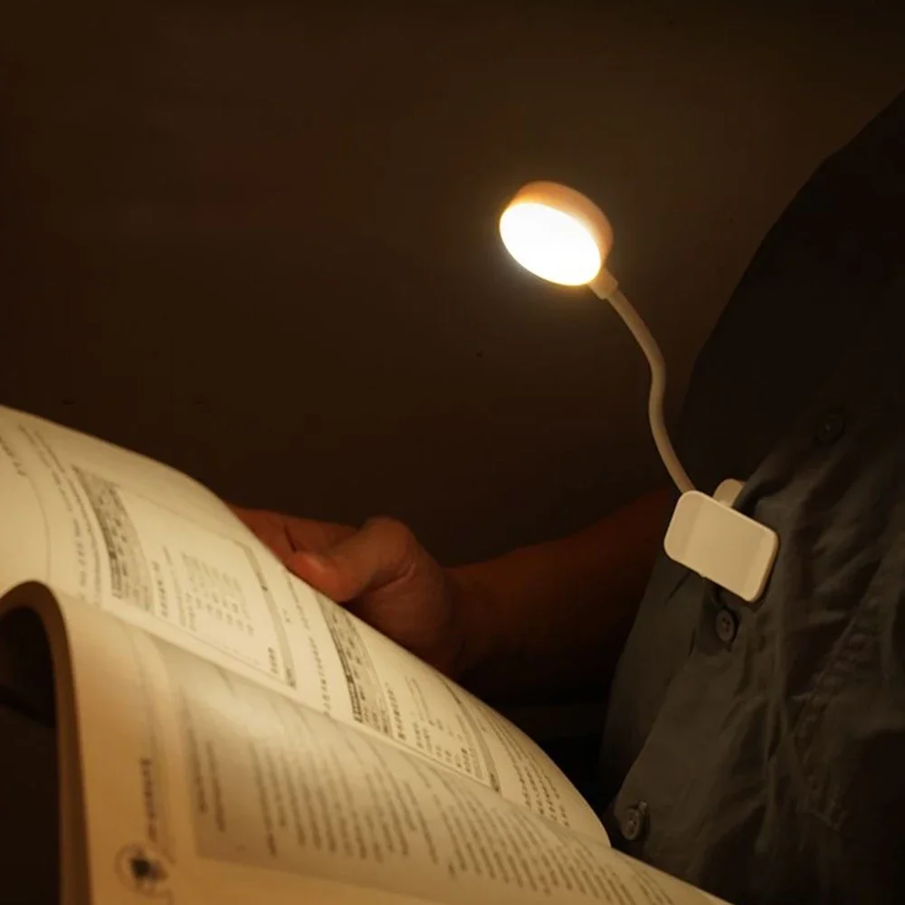 Runtow LED Clip On Book Light Portable Reading Light Battery Powered 3 Color Eye Protection Stepless Dimmable Mini Desk Lamp