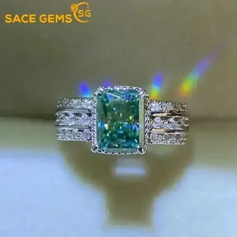 

SACE GEMS GRA Certified 2ct Moissanite Ring 925 Sterling Sliver Plated 18k White Gold Wedding Engagement Jewelry Rings for Woman