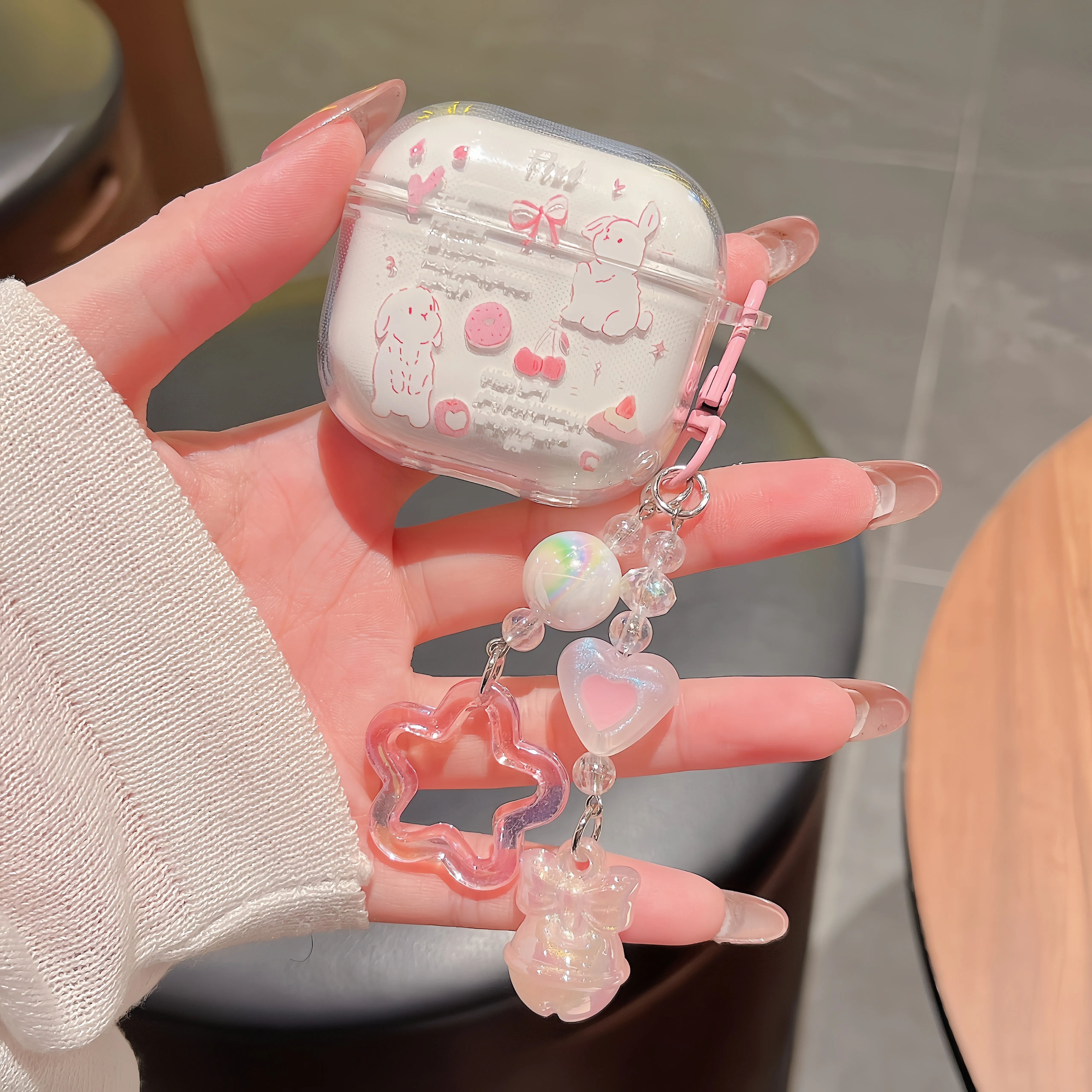 Für Airpods 1 2 3 4 Pro Pro 2 Pro 3 Fall Rendering Badminton Blumen Sterne 3D Puppen TPU Kopfhörer Fall Zubehör Abdeckung