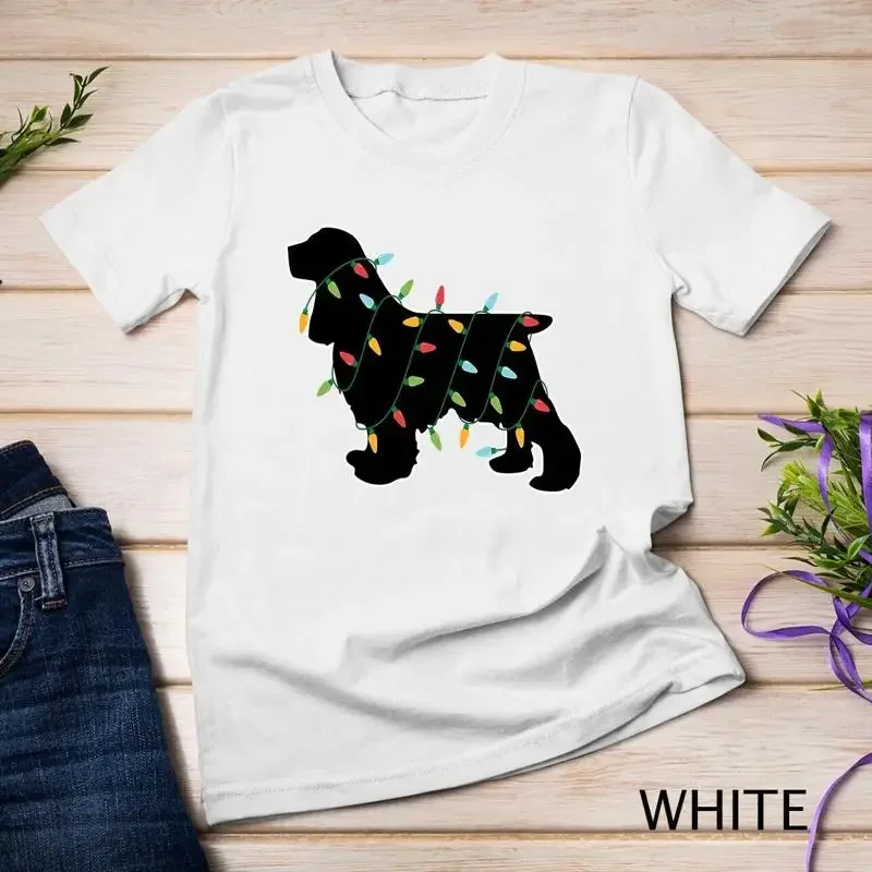 Cocker Spaniel Christmas Lights Christmas Gift for Dog Lover Unisex T shirt