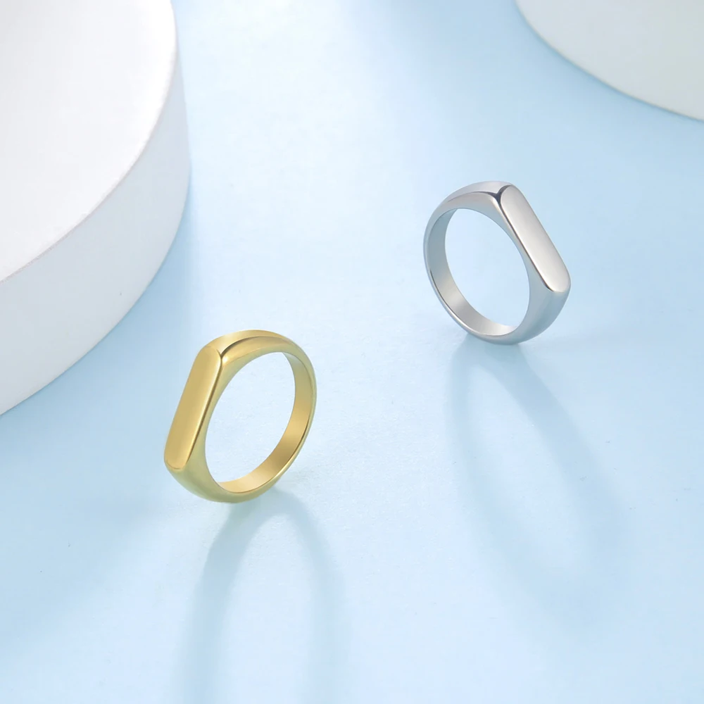 Skyrim Minimalistische Siegelringe Damen Herren Edelstahl Breites Rechteck Geometrische Ringe Mode Hochzeit Schmuck Geschenk Großhandel – Detail 5